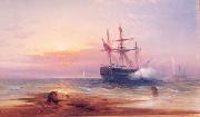 Edward Moran Salute at Sunset. oil painting